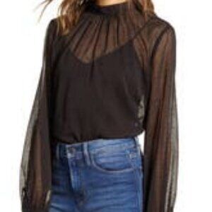 Chelsea28 Long Sleeve Tie Neck Blouse